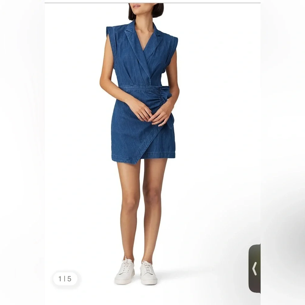7 for all mankind denim ruffle mini dress - Picture 3 of 10